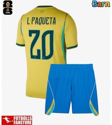 Brasilien Lucas Paqueta #20 Hemmatröja Barn VM 2026 Kortärmad (+ Korta byxor)
